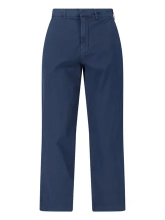RANRA Blue Mid-Rise Cotton Straight Trousers