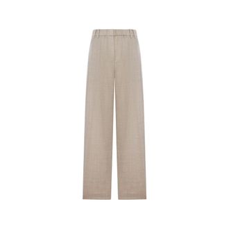 Brunello Cucinelli Brunello Cucinelli, Straight Trousers, female, Beige, Size: S Straight Trousers