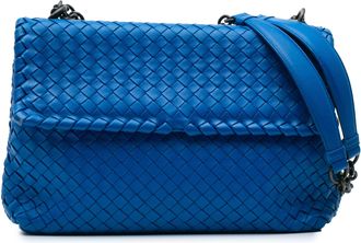 Bottega Veneta Pre-owned Womens Chain Cassette Woven Shoulder Bag - Medium Blue Leather - One Size