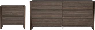 Manhattan Comfort Linda Modern 2Pc Double Wide Dresser & Nightstand