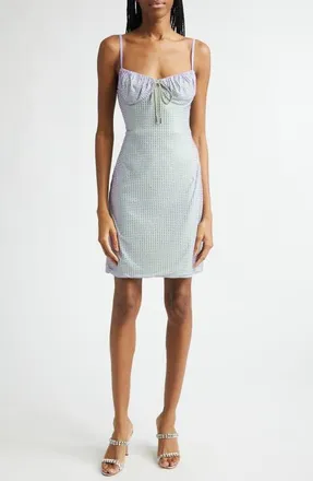 Area Hotfix Crystal Jersey Minidress in Lilac at Nordstrom, Size X-Small