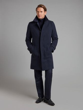 Oliver Brown Balmacaan Overcoat Drago Skyfall - Navy