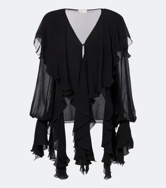 Blumarine Ruffled cr&ecirc;pe blouse