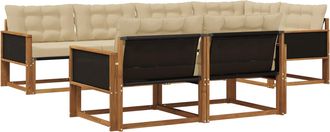 vidaXL Conjunto De Sof&aacute;s De Exterior 7 Uds. Natural Y Beige Vidaxl