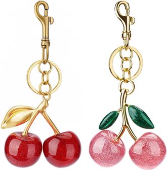 Generic Cute Purse Keychain,Cherry Keychain Cute Bag Charm Women Leather Keyring Car Keys