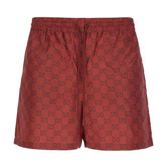 Gucci GG print nylon swim short - male - Gucci - Beachwear - Red - M - Swimwear