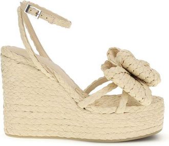 Mach & Mach Beige Raffia Wedge Womens Sandals