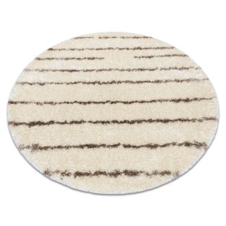 RugsX Rugsx - Alfombra Fluffy 2371 Circulo Shaggy Rayas - Crema / Beige Beige Circulo 160 Cm