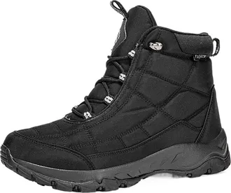 Generic Snow Boots Mens Waterproof Sneakers Thickened Plush Mens Ankle Boots Outdoor Mens Hiking Boots(Black,46)