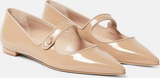 Manolo Blahnik Campari patent leather ballet flats
