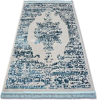 RugsX Rugsx - Carpet acrylic manyas 192AA Grey/Blue fringe blue 80x300 cm