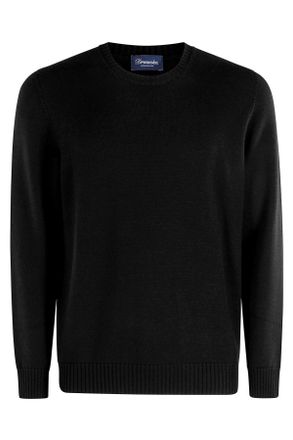 Drumohr Black Double-Ply Merino Wool Crew Neck Sweater