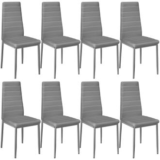 TecTake Dining Chairs Thomas Set Of 8 - Grey | Size: 8 Pack