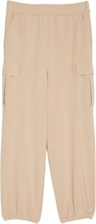 Twinset Beige Broek met Zijzakken - Dames - Wijde Broeken - Beige - S - Polyester - Broeken