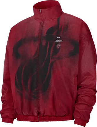 Nike Mens Miami Heat Standard Issue Basketball Woven Jacket in Red | II6075-608