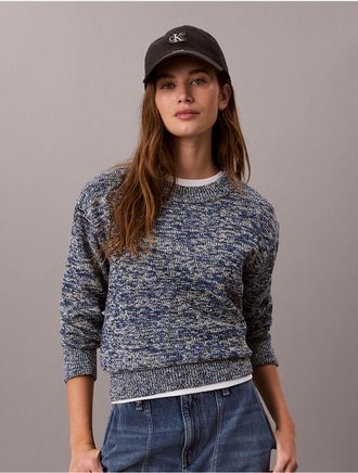 Calvin Klein Jeans Calvin Klein Womens Chunky Cotton Mouline Sweater - Blue - XL