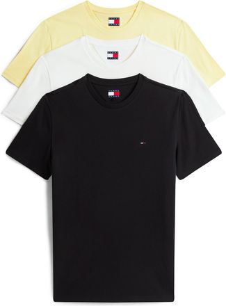 Tommy Jeans T-Shirt TOMMY JEANS TJM XSLIM 3 PACK TEE, Herren, Gr. 4XL, ecru, citronella, schwarz, Single Jersey, Obermaterial: 100% Baumwolle, slim fit normal, Ru