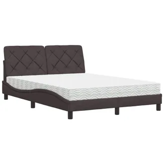 vidaXL Vidaxl - Cama Con Colch&oacute;n Tela Marr&oacute;n Oscuro 120x200 Cm
