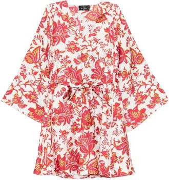 Etro Floral-print Tie-waist Mini Dress