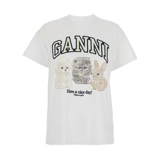 Ganni Dames, Tops, Wit, Maat: XS Katoen