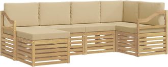 vidaXL Conjunto De Sof&aacute;s De Exterior 6 Uds. Y Beige Poli&eacute;ster Vidaxl