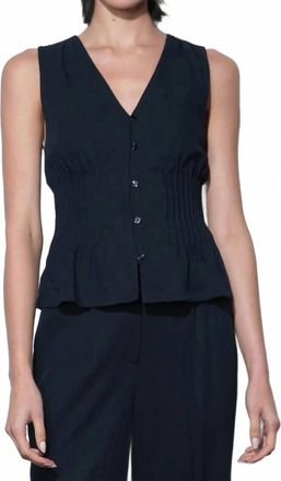 Greylin Lily Pintuck Sleeveless Top In Navy