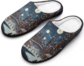 Generic Steampunk Fantasy Kingdom Cotton Slippers for Women Indoor Outdoor Slipper Slip-On Memory Foam Home Shoes