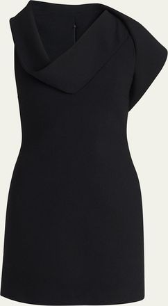 Ferragamo Cowl-Neck Stretch Twill Mini Dress
