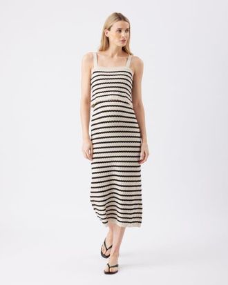 Ripe Pointelle Knit Nursing Dress in Natural /Black at Nordstrom, Size X-Small Au