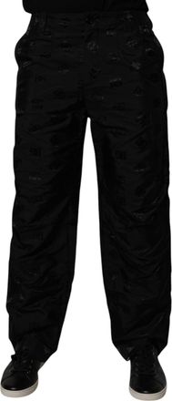 Dolce & Gabbana Mens Black Logo Monogram Straight Pants Polyester