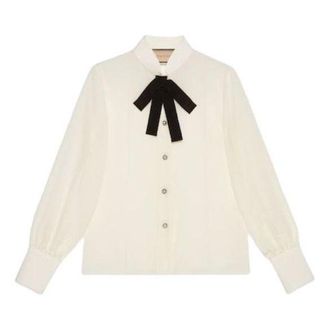 Gucci (WMNS) Gucci Silk Crepe De Chine Shirt Ivory 771808-ZAAOG-9136