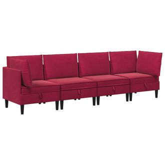 vidaXL Juego De Muebles De Sal&oacute;n Con Coj&iacute;n 4 Pcs Rojo Vino Terciopelo Vidaxl