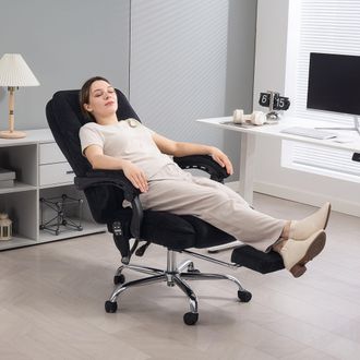 Vinsetto Massage Office Chair, Heated Reclining Desk Chair, Black