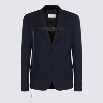 Off-white Midnight Blue Viscose-Wool Blend Blazer
