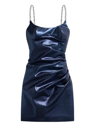 Area crystal-strap metallic mini dress - women - Rayon/Nylon/Elastane/Anodized Aluminum/Polyurethane/Crystal - S - Blue