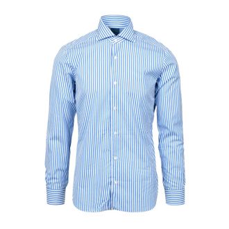 Barba Gestreken Katoenen Overhemd - Heren - Overhemden - Blauw - Maat: 5XL Katoen