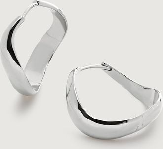 Monica Vinader Sterling Silver Swirl Medium Hoop Earrings