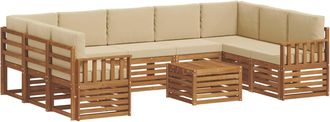 vidaXL Conjunto De Sof&aacute;s De Exterior 10 Uds. Natural Y Beige Vidaxl