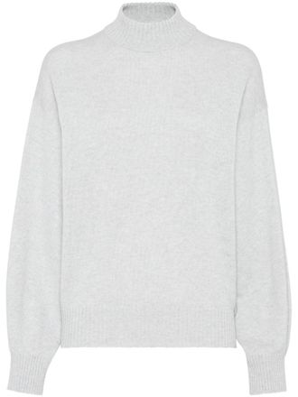 Brunello Cucinelli embellished turtleneck jumper - White