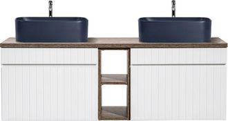 Petits Meubles Mueble lavabo doble 140 cm 2 nichos tableros laminados blanco