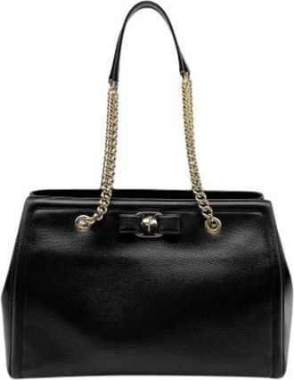 Ferragamo Pre-owned Shoulder Bag - Dames - Vintage Schoudertas - Zwart - ONE Size - Leer - Vintage