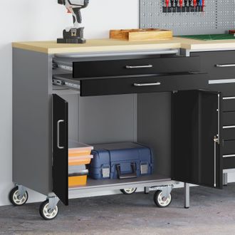 Berkfield Home Tool Cabinet with Wheels & Lockable Black 75x45x85 cm Steel | Size: 75 x 45 x 85 cm