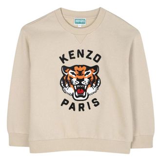 Kenzo Lucky Tiger Sweatshirt - male - Kenzo - Kids Sweatshirts - Beige - 4 Y - Kids