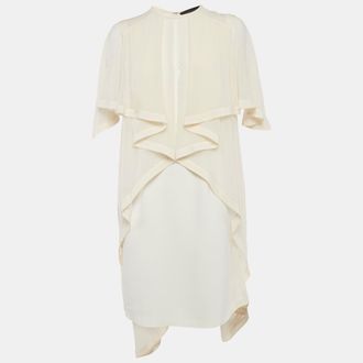 Elie Saab Cream Silk And Crepe Ruffled Mini Dress