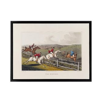 Artery8 Clark Fox Hunting Horse Hounds Framed Canvas Wall Art Print | Size: W24 x H32