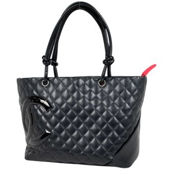 Chanel Ligne Cambon Black Leather Tote Bag (Pre-Owned)