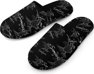 Generic Samurai Mens Cotton Slippers Memory Foam Comfort House Shoes Winter Indoor Slipper for Hotel Casa Spa