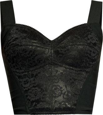 Dolce & Gabbana Shaper Corset Bustier Top In Jacquard And Lace