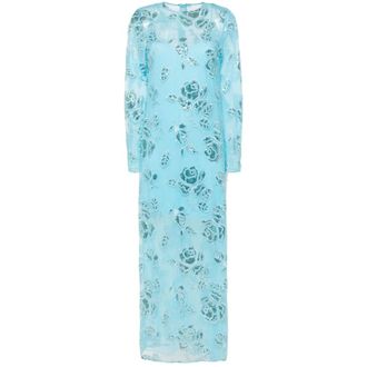 Rotate Rotate Birger Christensen, Kleedjes, Dames, Blauw, S, Pailletten, Blauwe Maxi-jurk met Pailletten