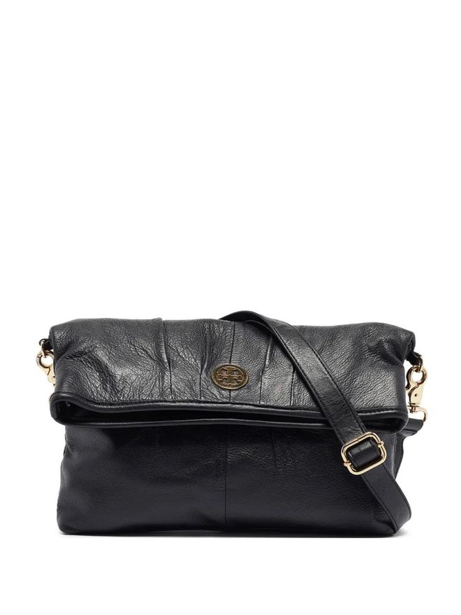 pre-owned leather flap shoulder bag - Black